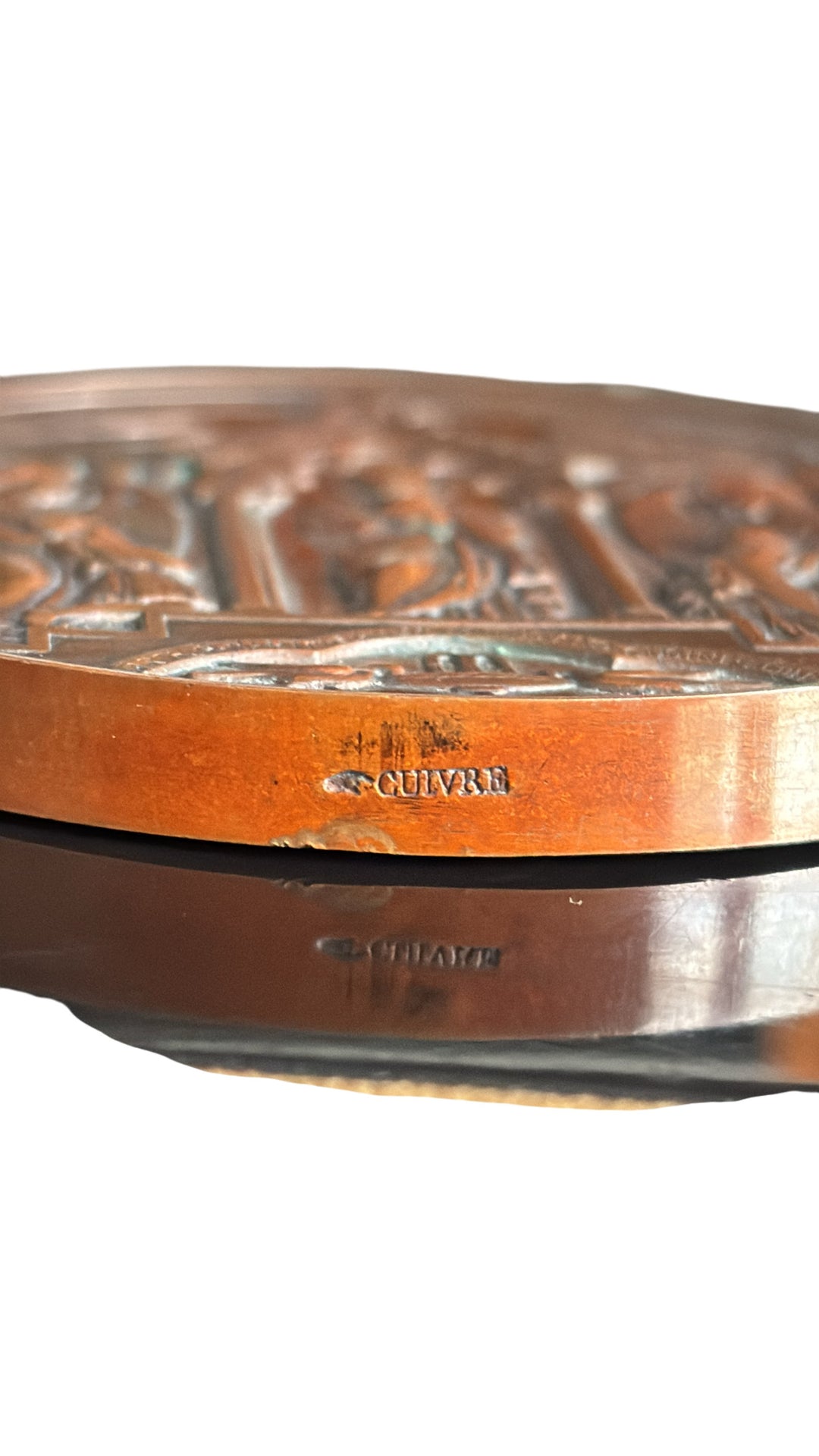 Mid 19th Century Antique French Baptism Medallion Bronze - Think Vintage Online Ltd