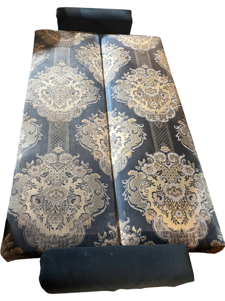 Mid-Century Blue Patterned Upholstered Sofa - Think Vintage