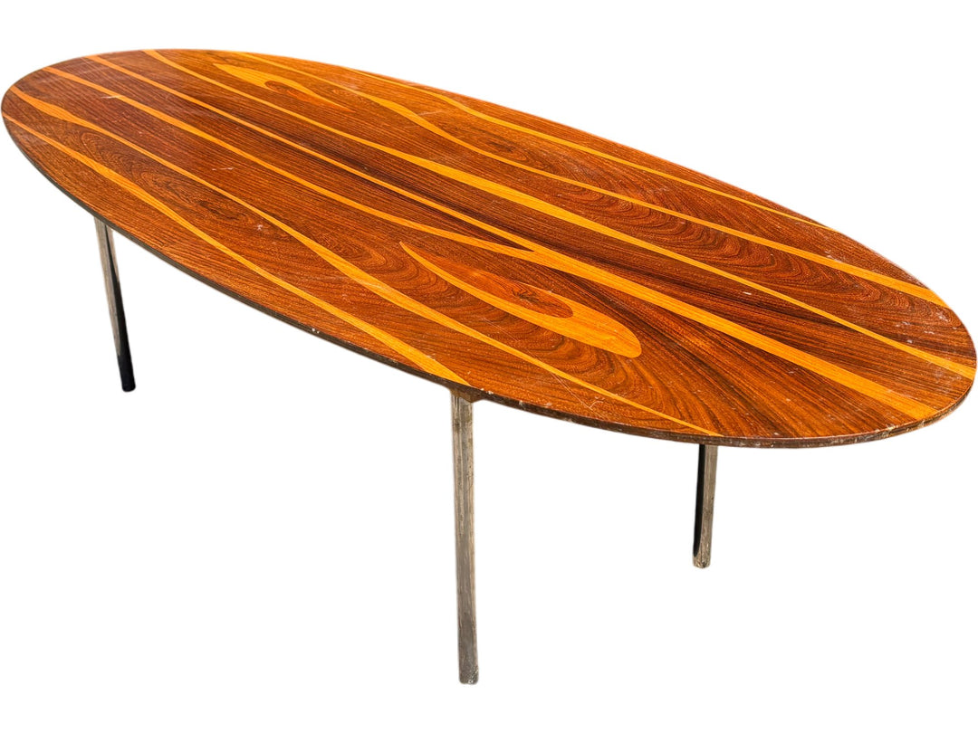 Mid-Century G.W. Evans Oval Coffee Table Retro Solid Wood Design - Think Vintage