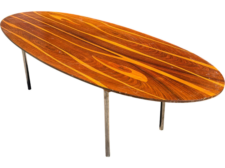 Mid-Century G.W. Evans Oval Coffee Table Retro Solid Wood Design - Think Vintage
