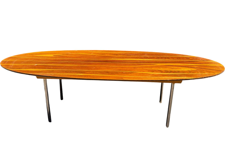 Mid-Century G.W. Evans Oval Coffee Table Retro Solid Wood Design - Think Vintage