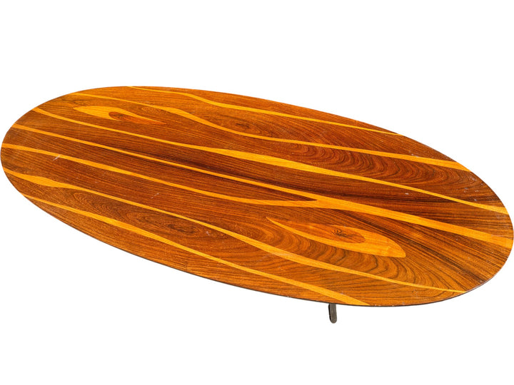 Mid-Century G.W. Evans Oval Coffee Table Retro Solid Wood Design - Think Vintage