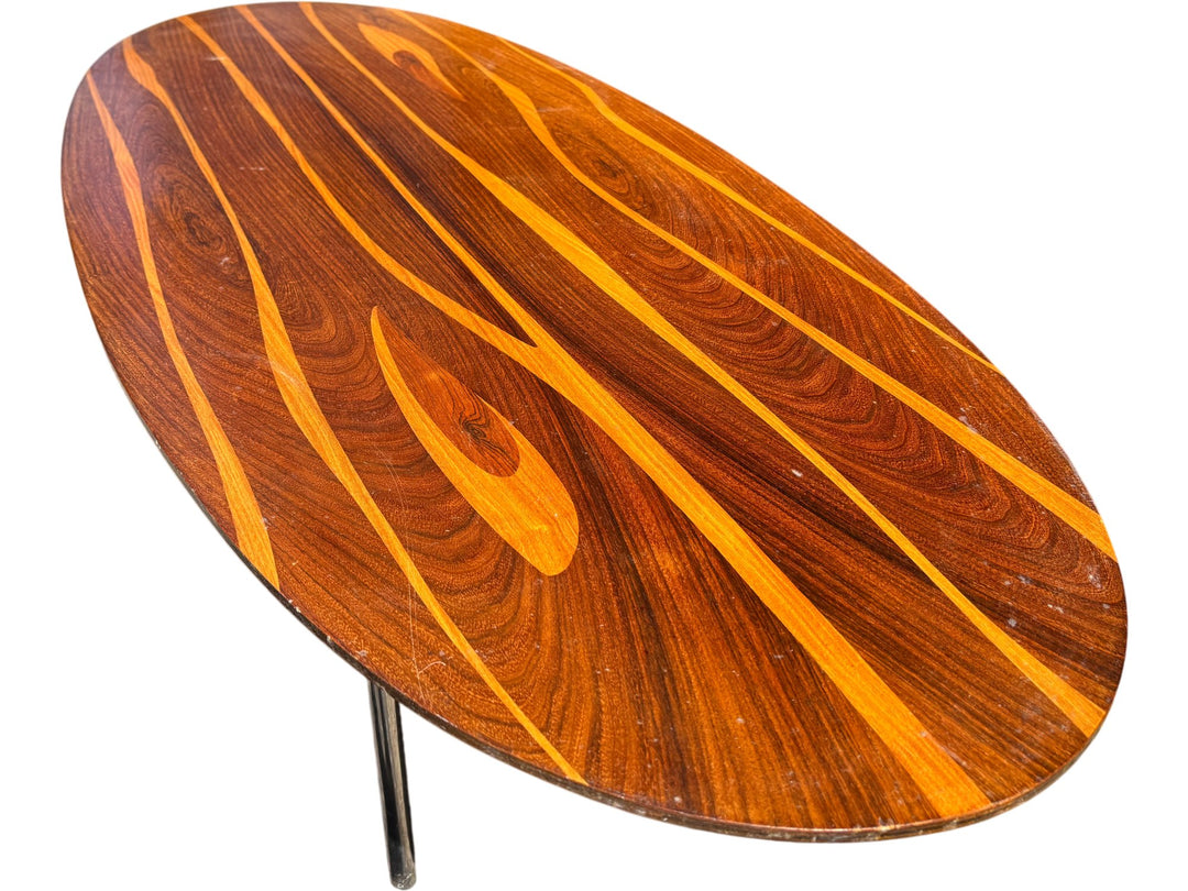 Mid-Century G.W. Evans Oval Coffee Table Retro Solid Wood Design - Think Vintage