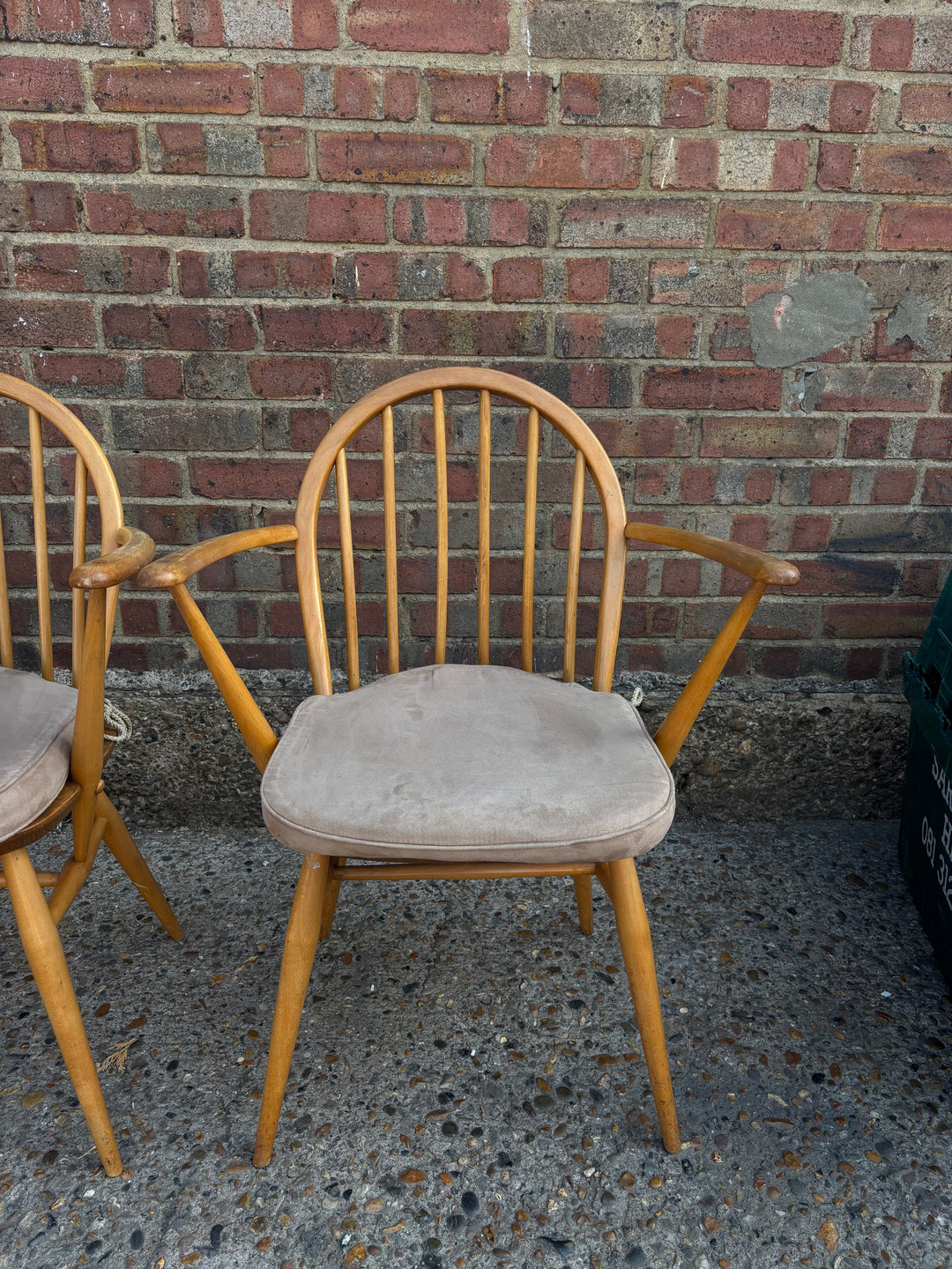 Mid-Century Wooden Dining Chairs with Cushioned Seats - Think Vintage