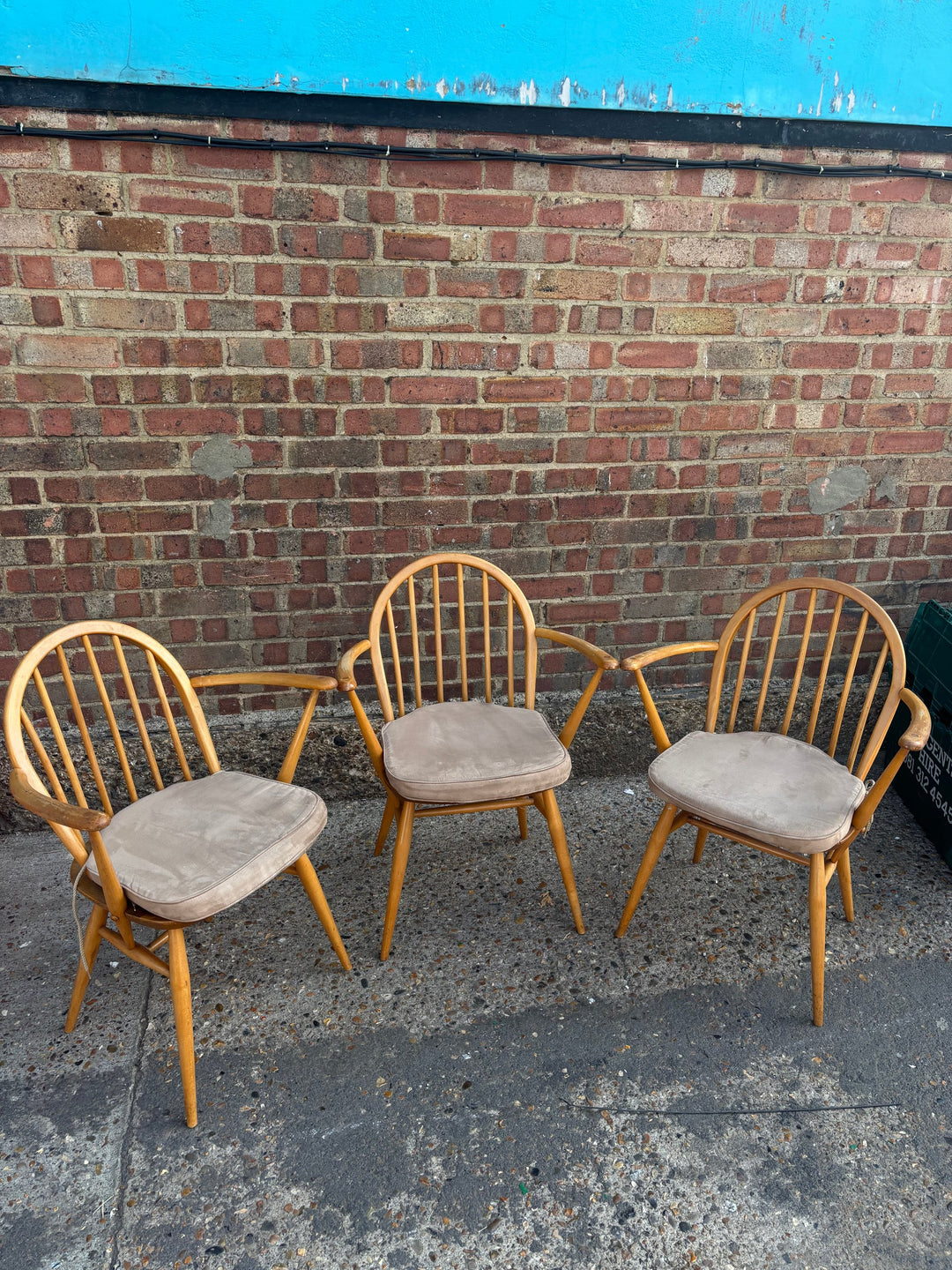 Mid-Century Wooden Dining Chairs with Cushioned Seats - Think Vintage