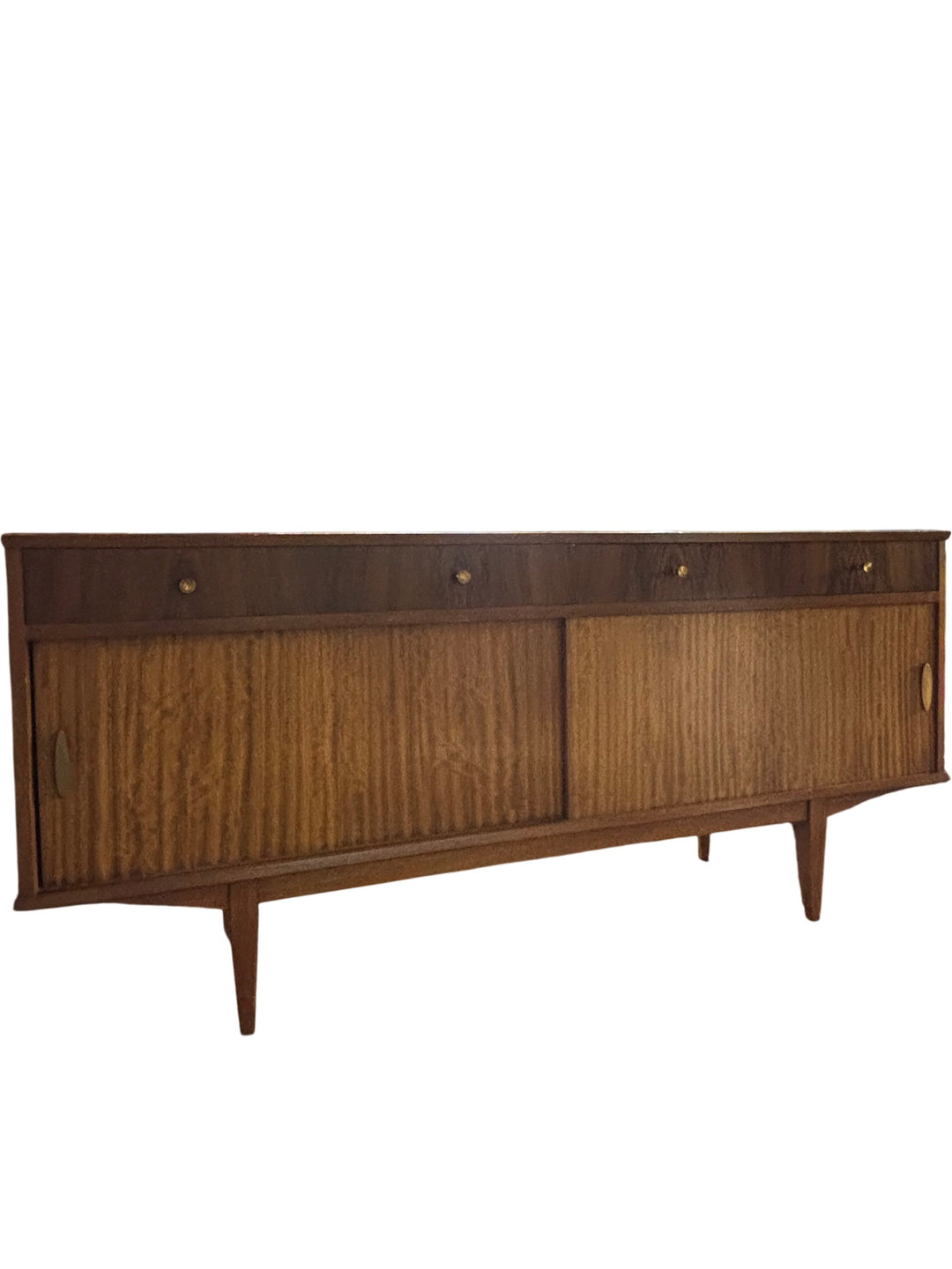 Mid-Century Wooden Sideboard With Sliding Doors - Think Vintage