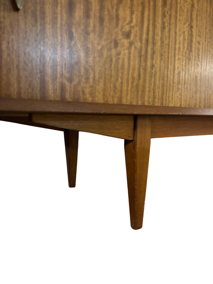 Mid-Century Wooden Sideboard With Sliding Doors - Think Vintage