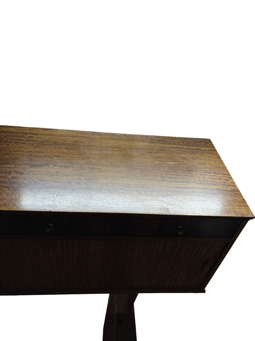 Mid-Century Wooden Sideboard With Sliding Doors - Think Vintage