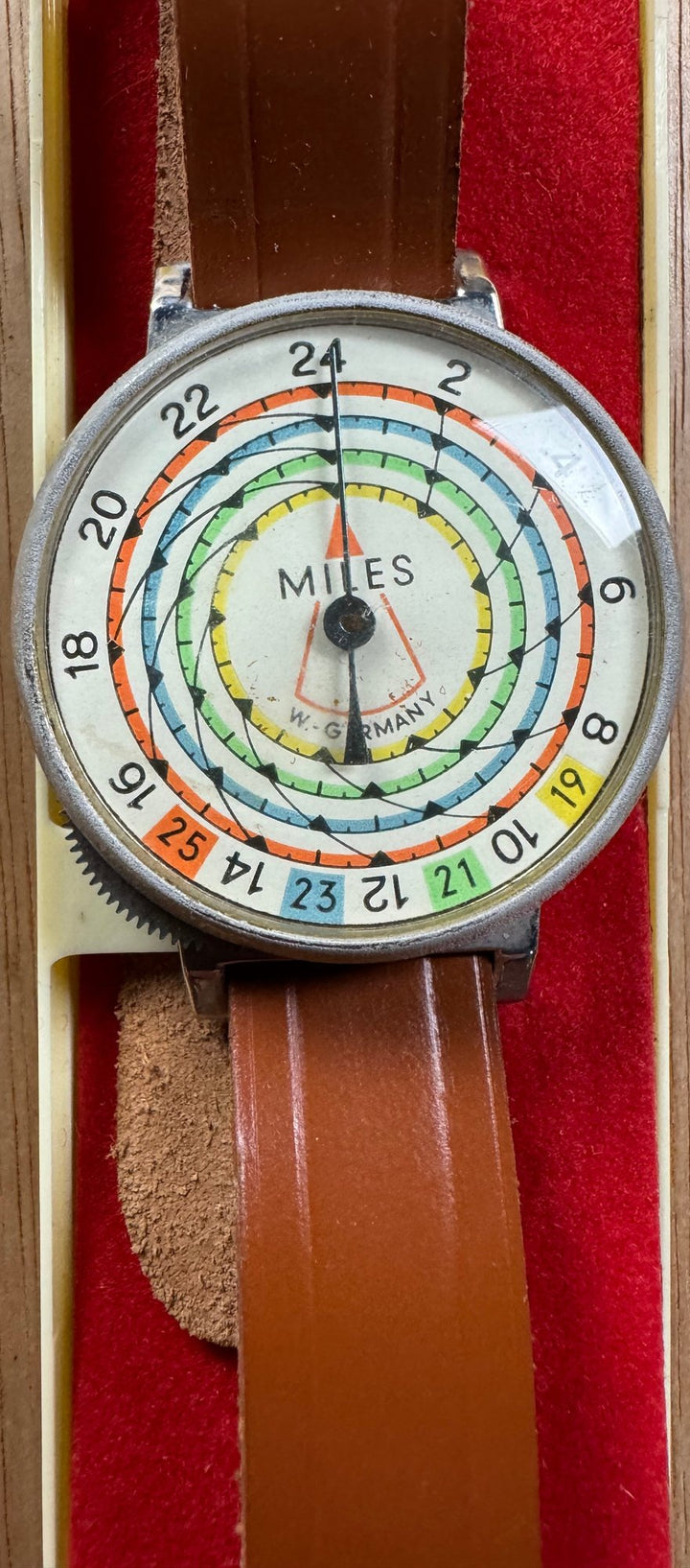 Miles West German Watch With Brown Band - Think Vintage ltd