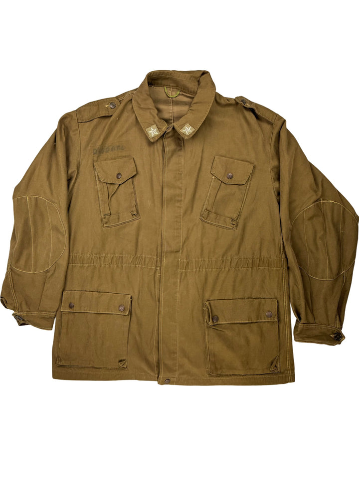 Military Field Jacket with Star Collar Patches - L - Think Vintage