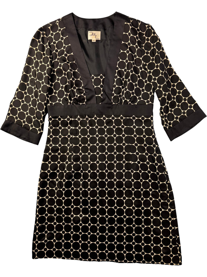 Milly Black Silk Circle Pattern Dress - S - Think Vintage ltd