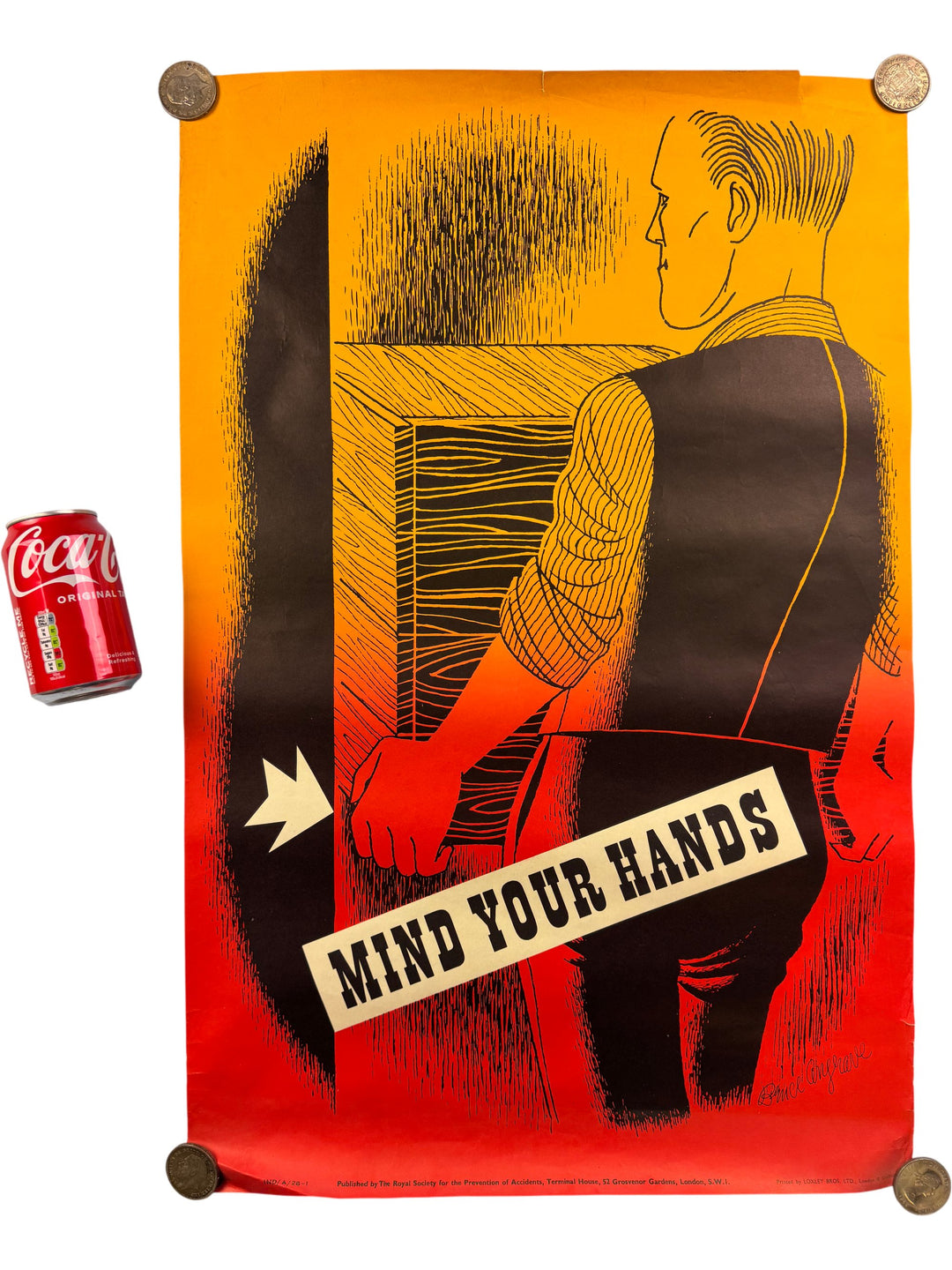 Mind Your Hands Vintage Safety Poster by Royal Society for Accident Prevention - Think Vintage