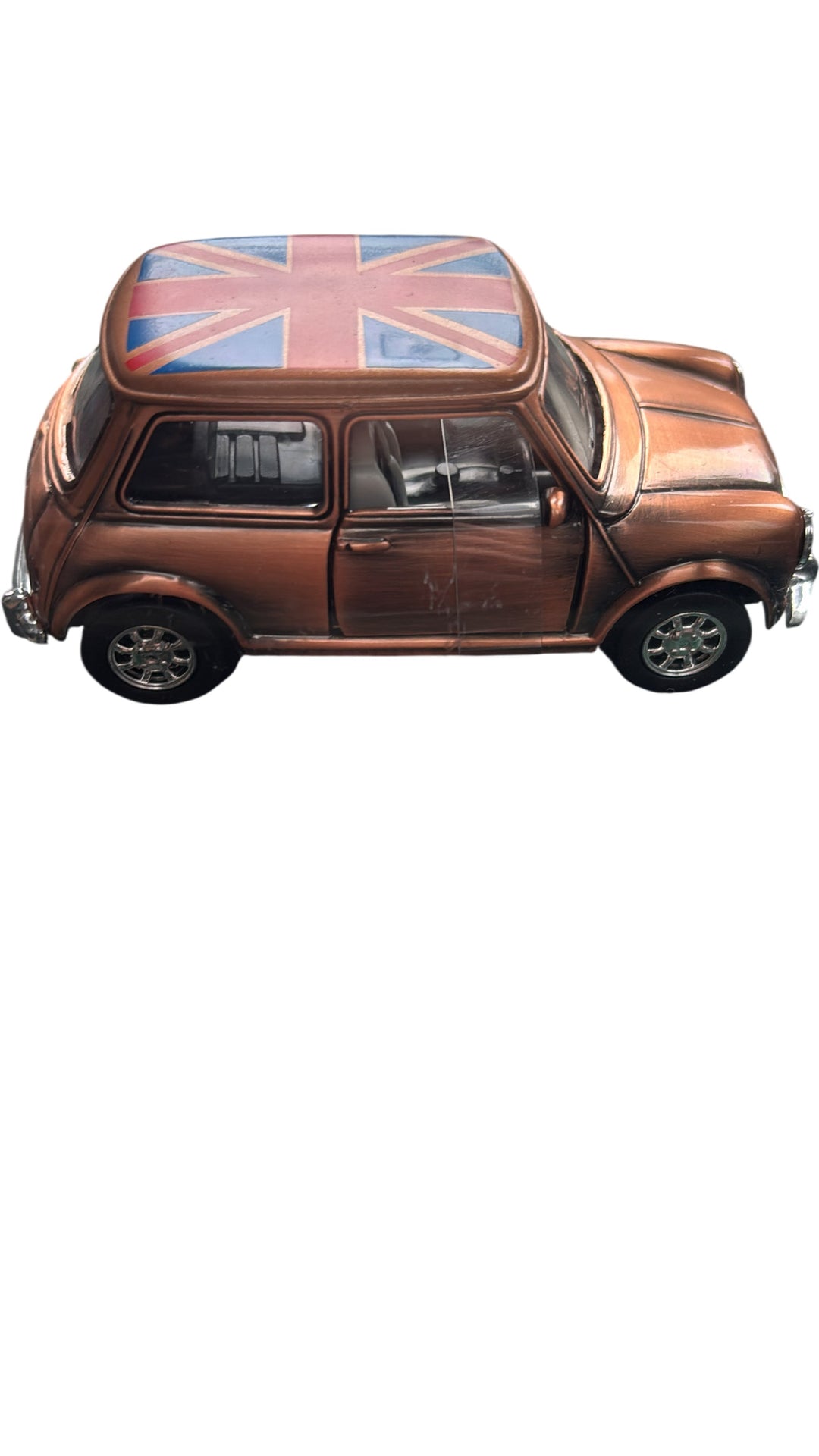 Mini Cooper Diecast Model Car Union Jack Roof Collectible Display - Think Vintage