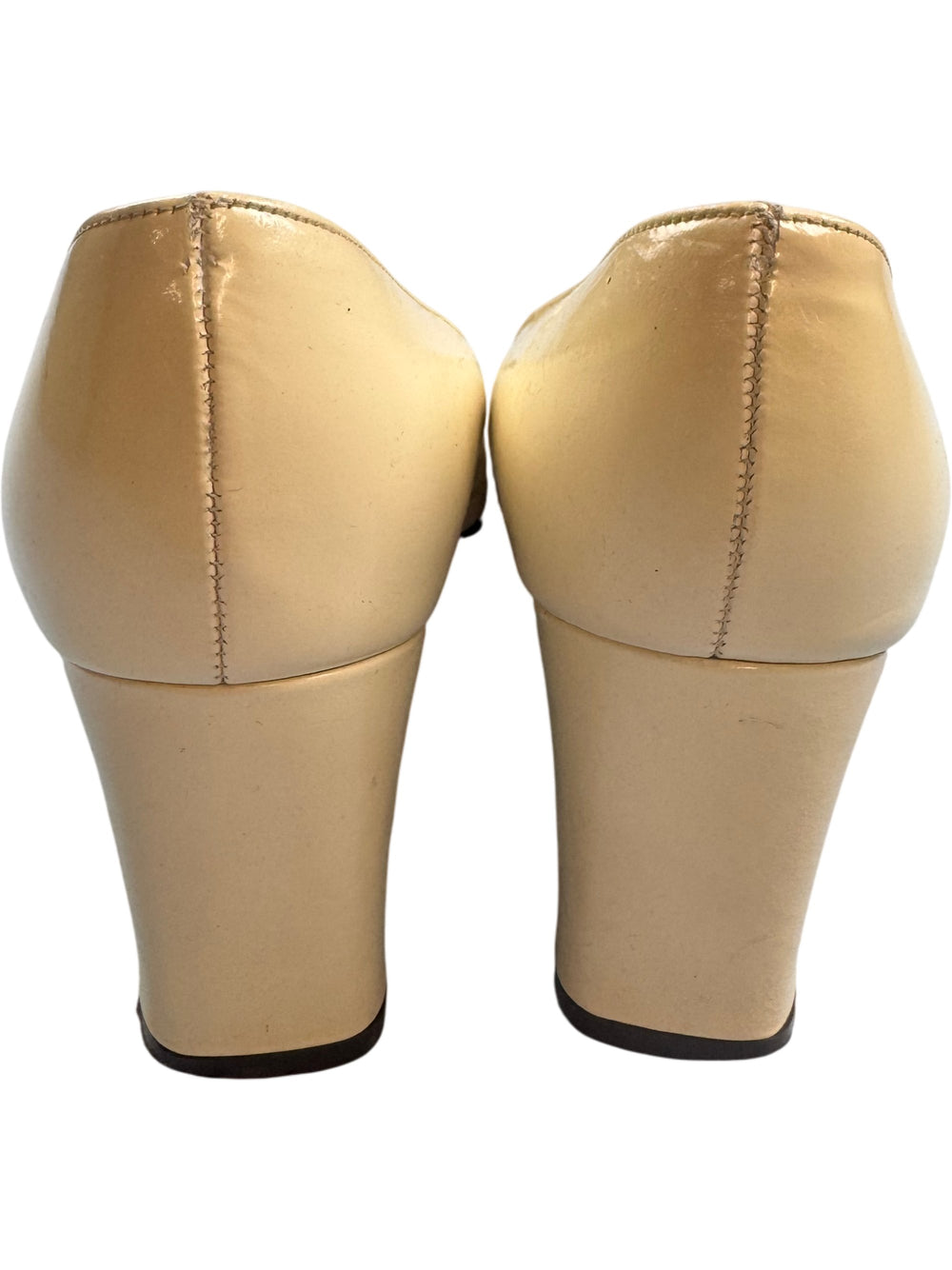 Miss Bally Beige Block Heel Pumps - 6 - Think Vintage