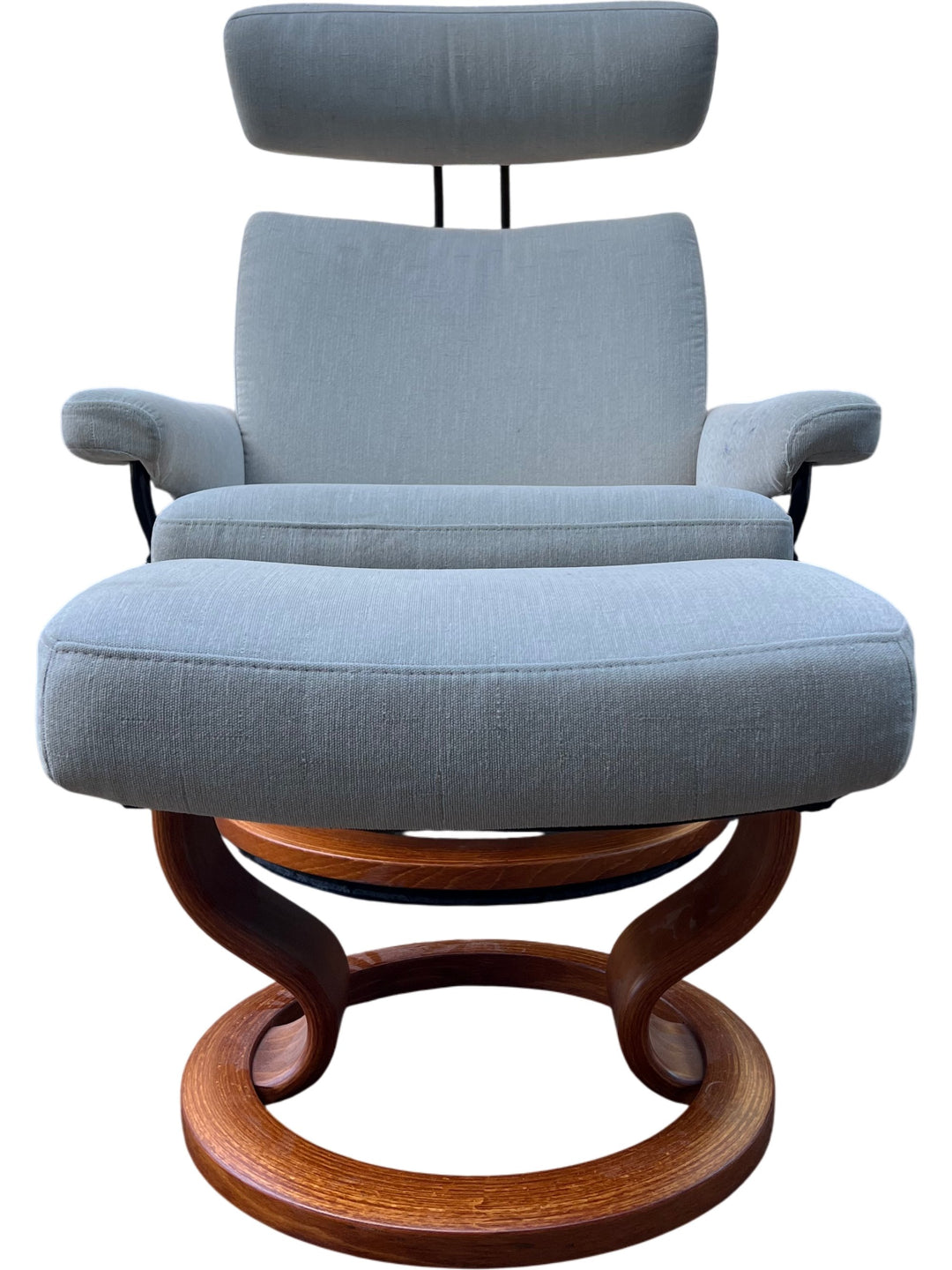 Modern Ekornes Swivel Chair with Foot Stool - Think Vintage