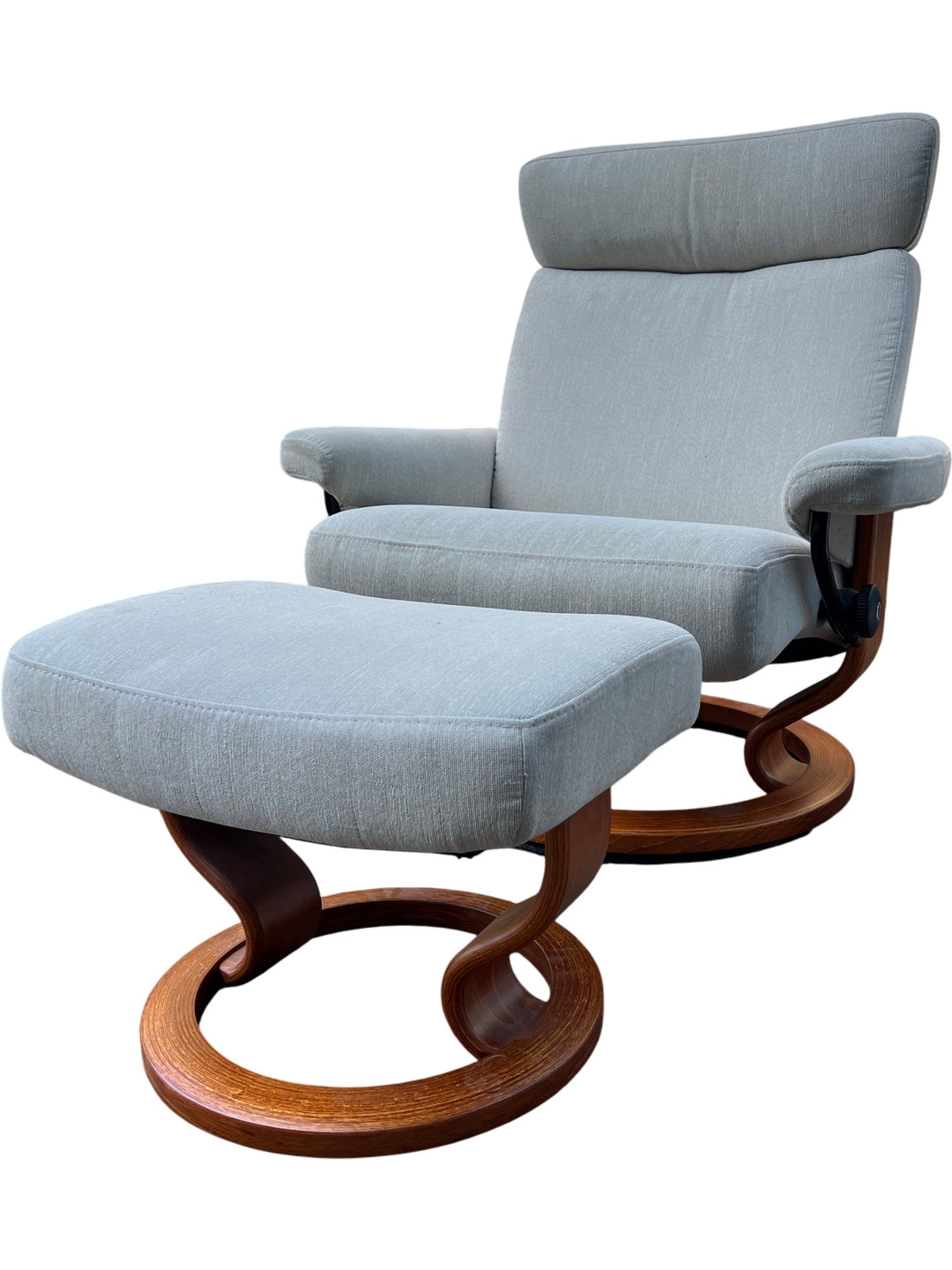 Modern Ekornes Swivel Chair with Foot Stool - Think Vintage