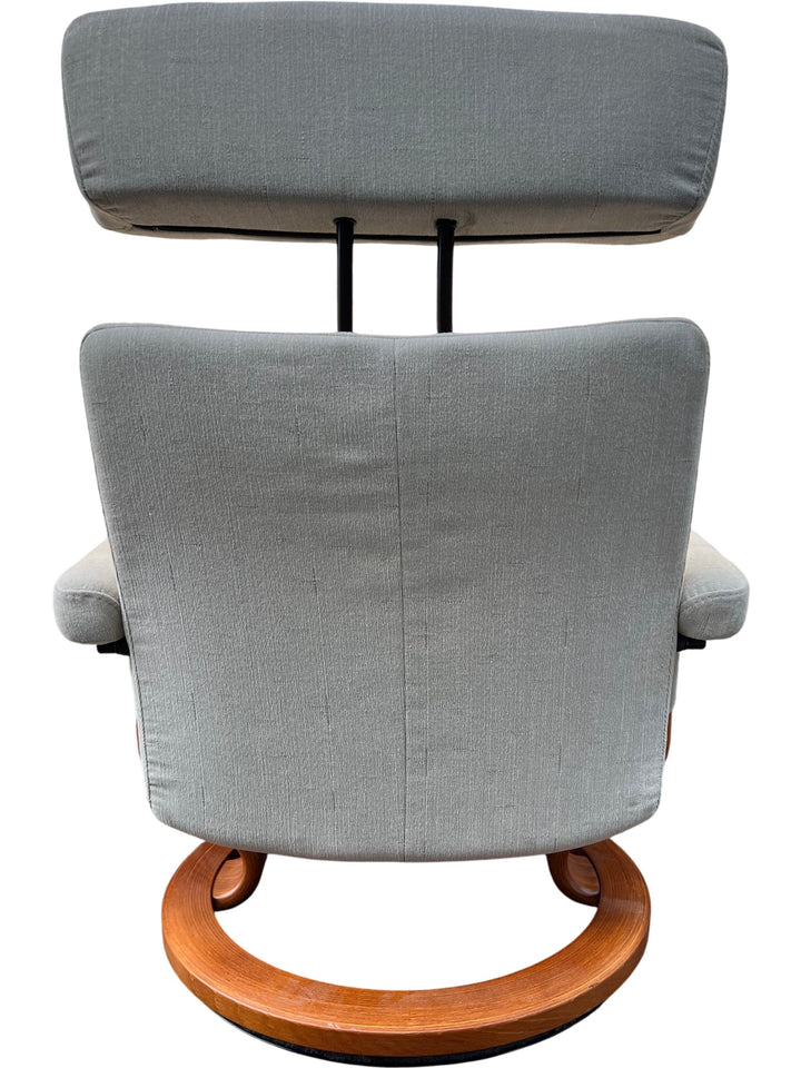 Modern Ekornes Swivel Chair with Foot Stool - Think Vintage