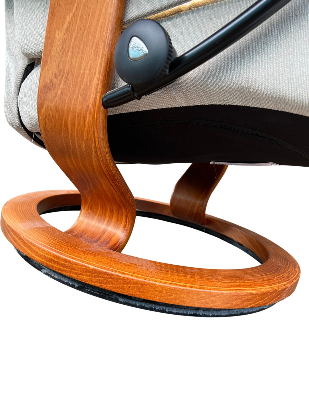 Modern Ekornes Swivel Chair with Foot Stool - Think Vintage