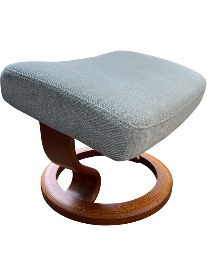 Modern Ekornes Swivel Chair with Foot Stool - Think Vintage