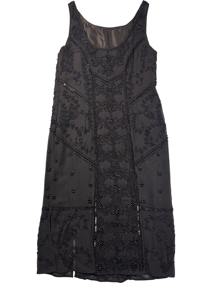Monsoon Beaded Black Dress - S - Think Vintage ltd