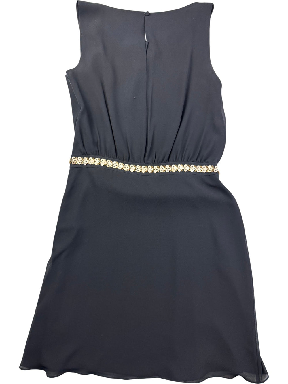 Monsoon Beaded Waist Black Dress - M - Think Vintage ltd