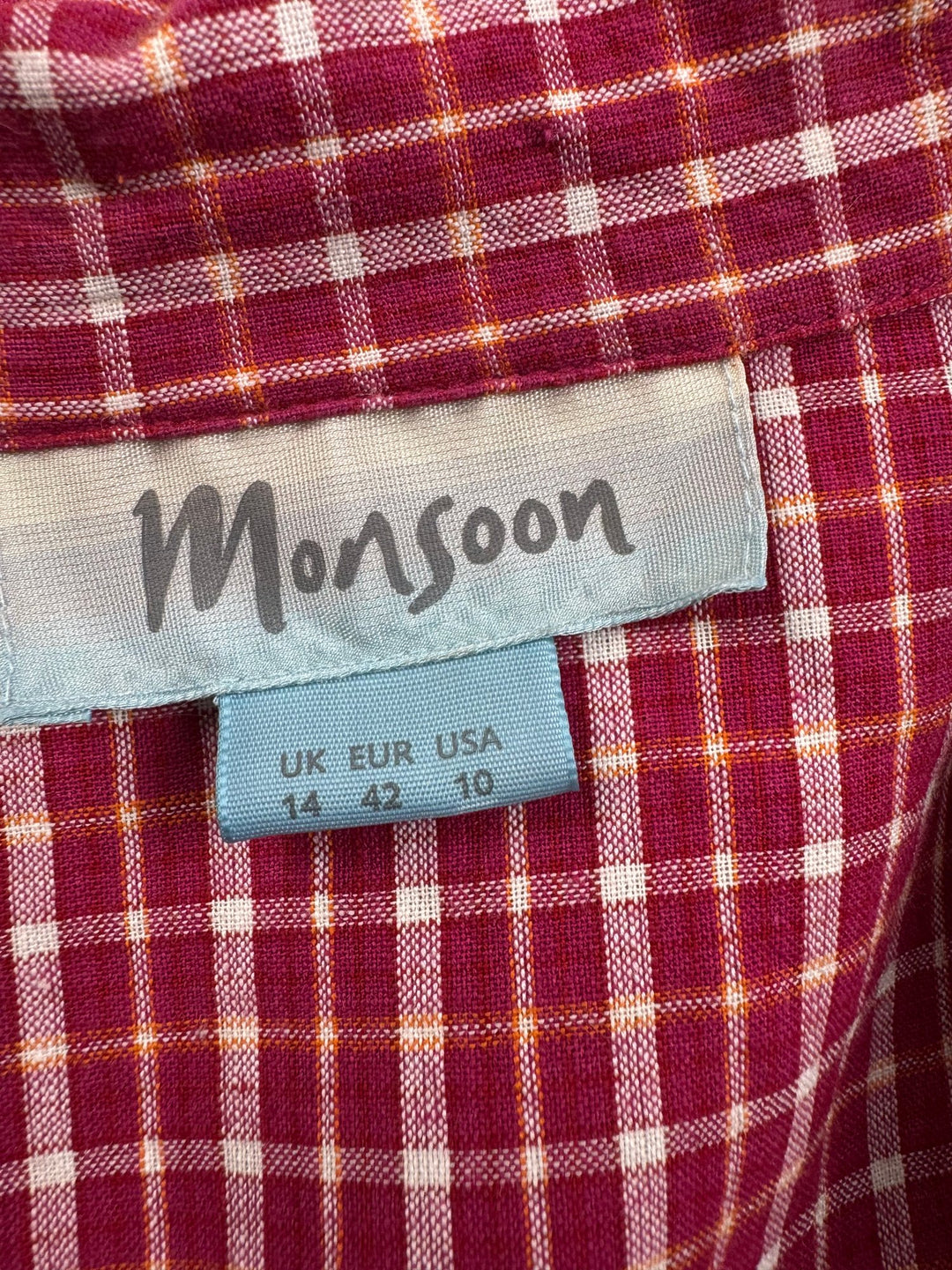 Monsoon Checked Cotton Dress - S/M - Think Vintage ltd