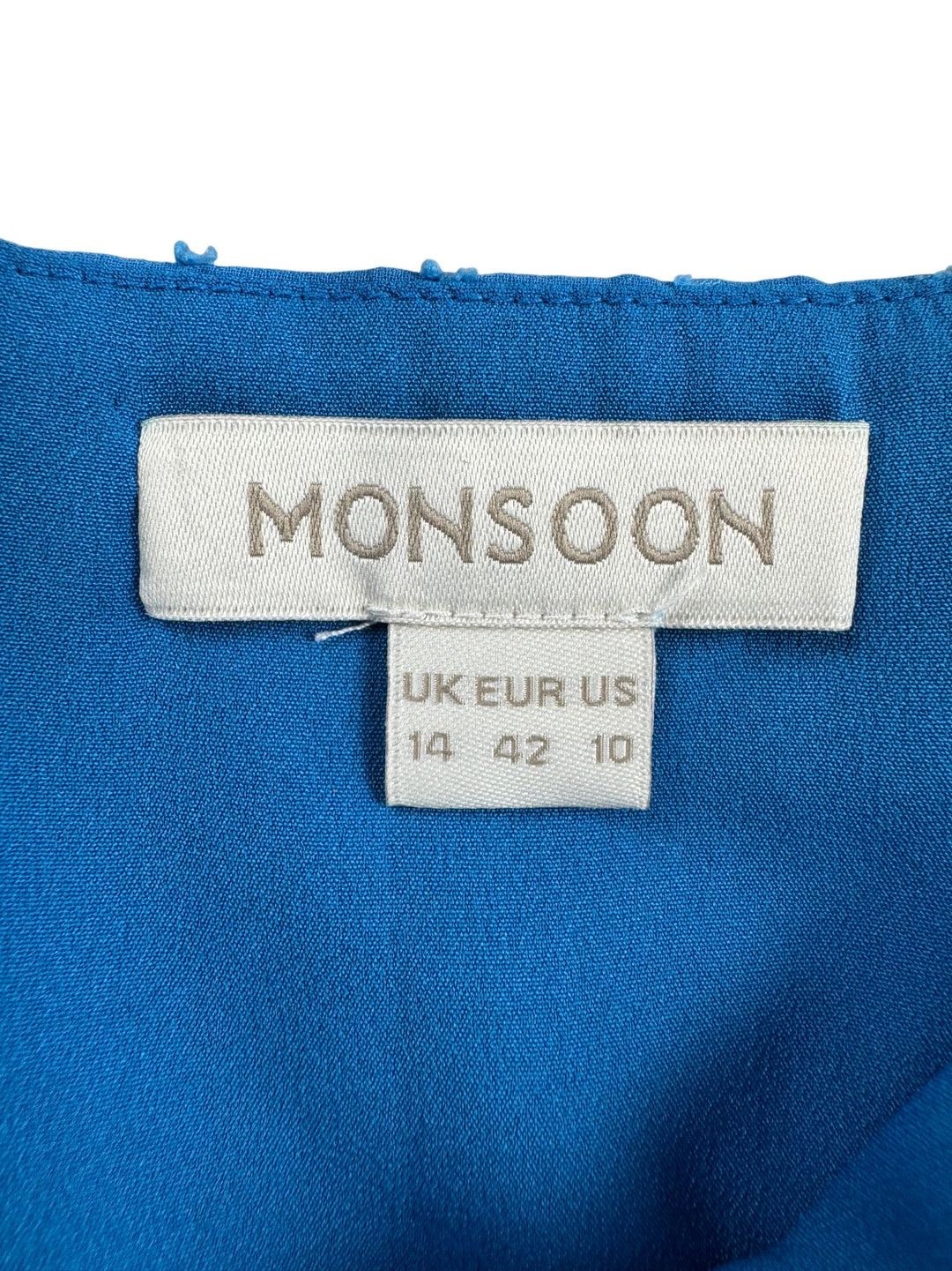 Monsoon Embroidered Blue Floral Dress - M