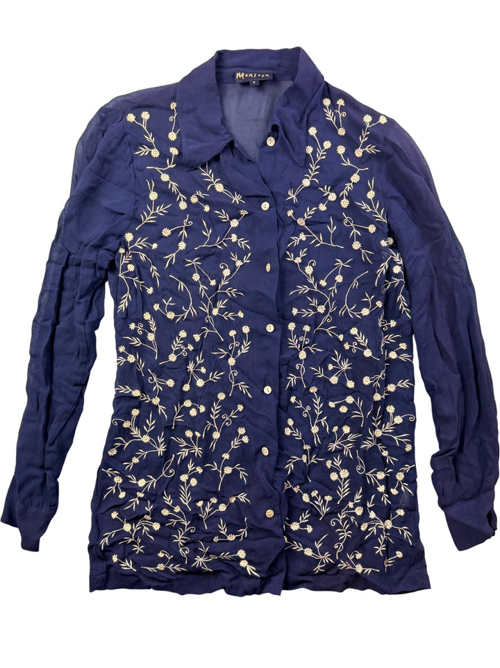 Monsoon Embroidered Long Sleeved Blouse - M - Think Vintage ltd