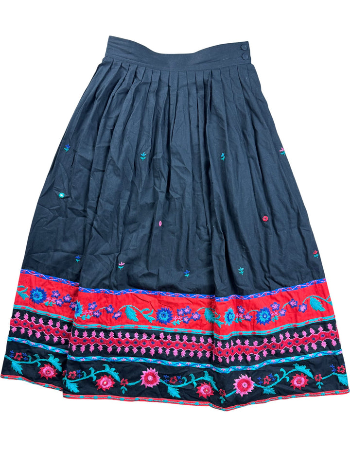 Monsoon Embroidered Pleated Skirt - W28 - Think Vintage ltd
