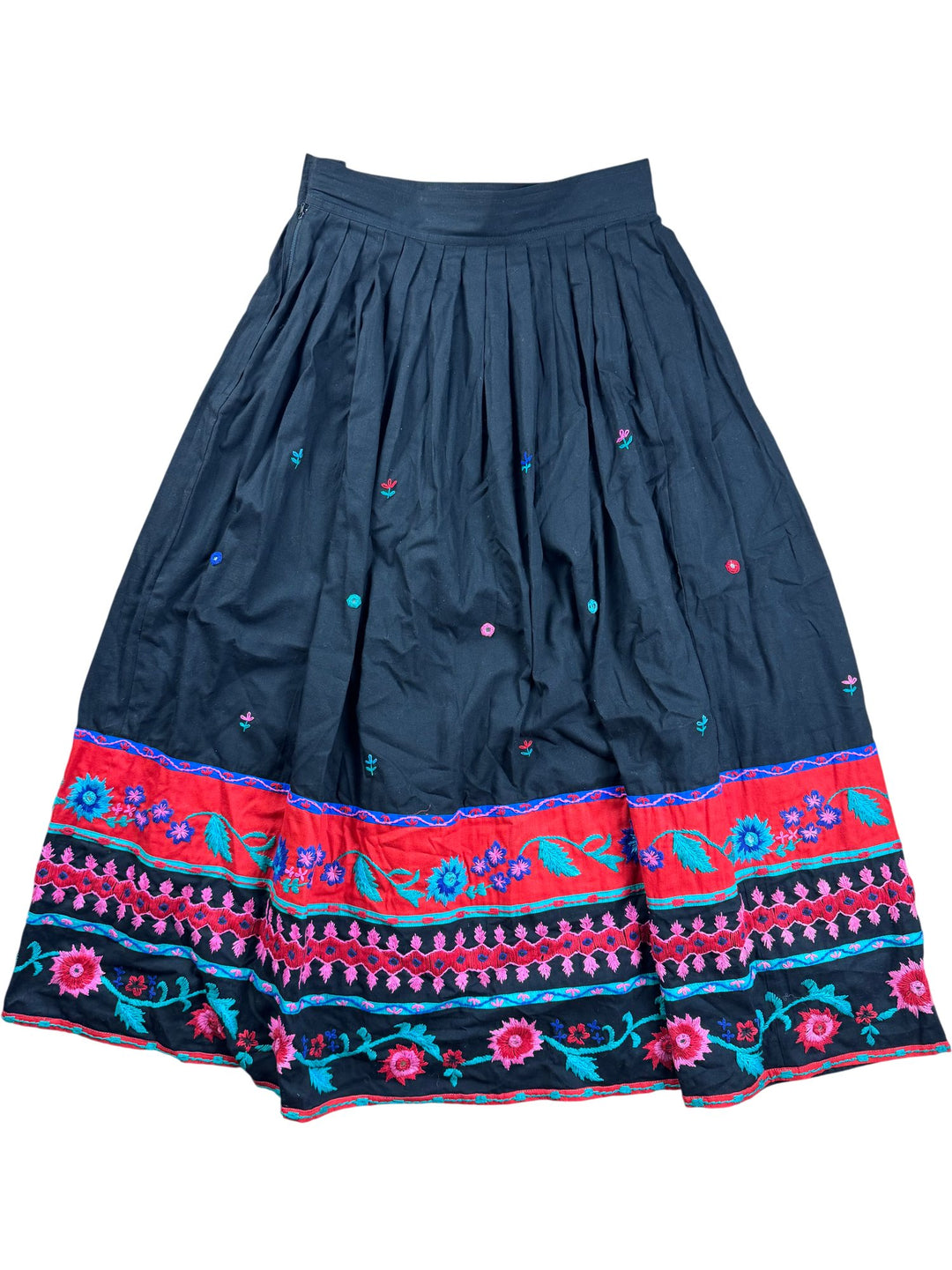 Monsoon Embroidered Pleated Skirt - W28 - Think Vintage ltd