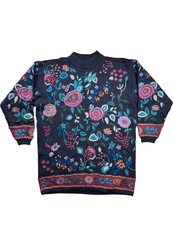 Monsoon Floral Embroidered Sweater - L - Think Vintage ltd
