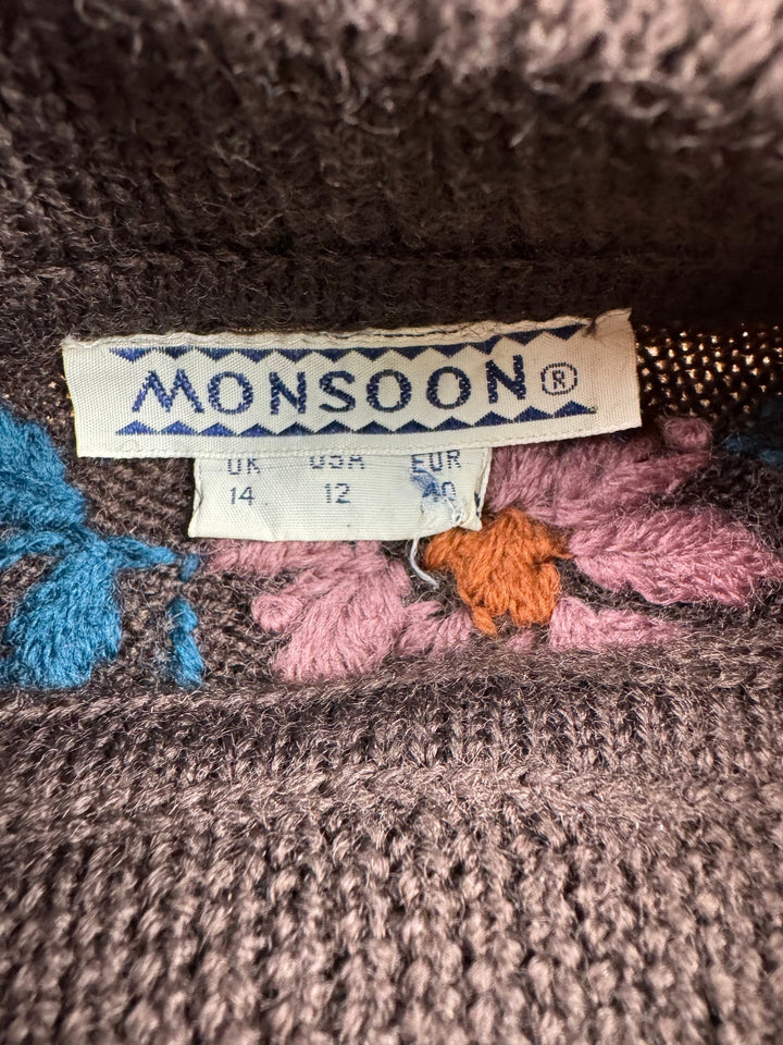 Monsoon Floral Embroidered Sweater - L - Think Vintage ltd