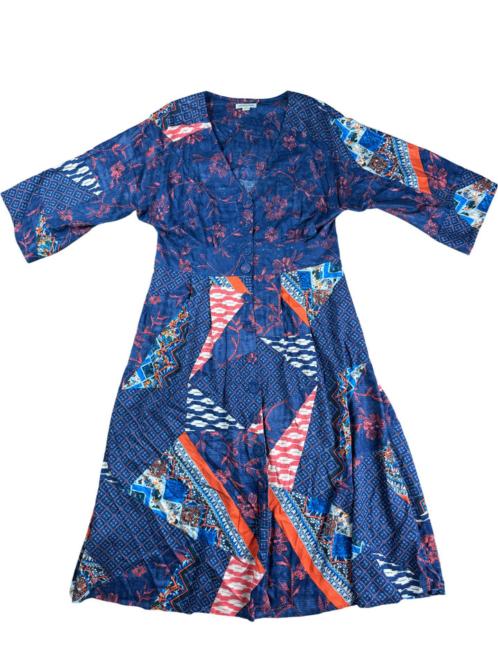 Monsoon Floral Patchwork Viscose Dress - L