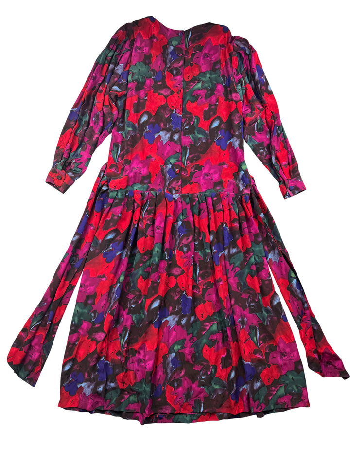 Monsoon Floral Patterned Silk Dress - M - Think Vintage ltd