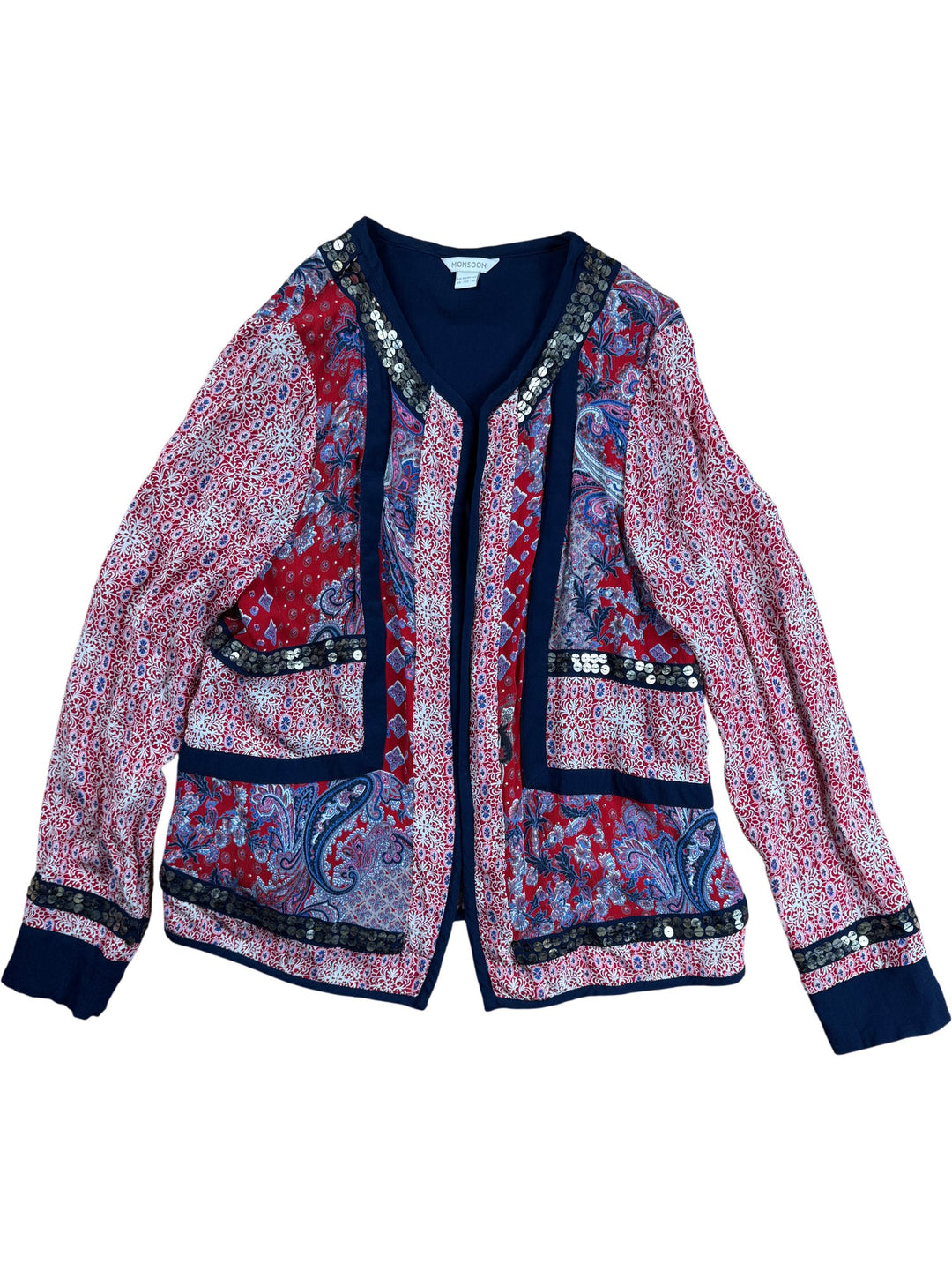 Monsoon Patterned Jacket - S - Think Vintage ltd