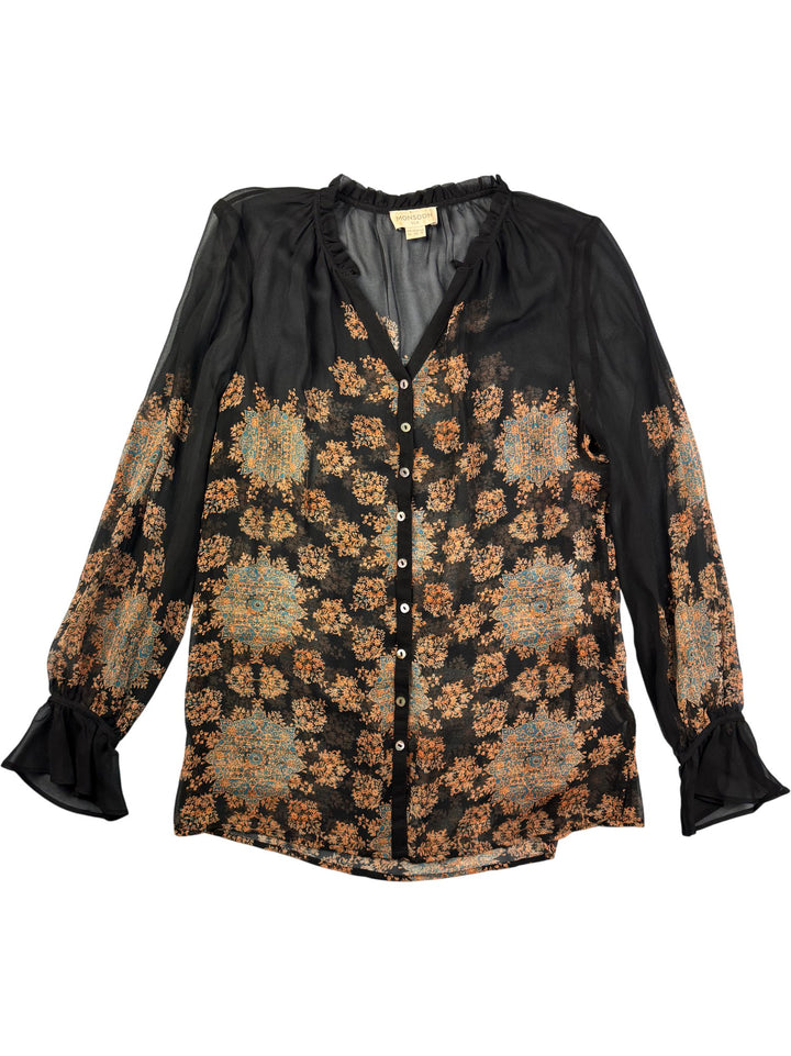 Monsoon Silk Long Sleeve Blouse - M - Think Vintage ltd