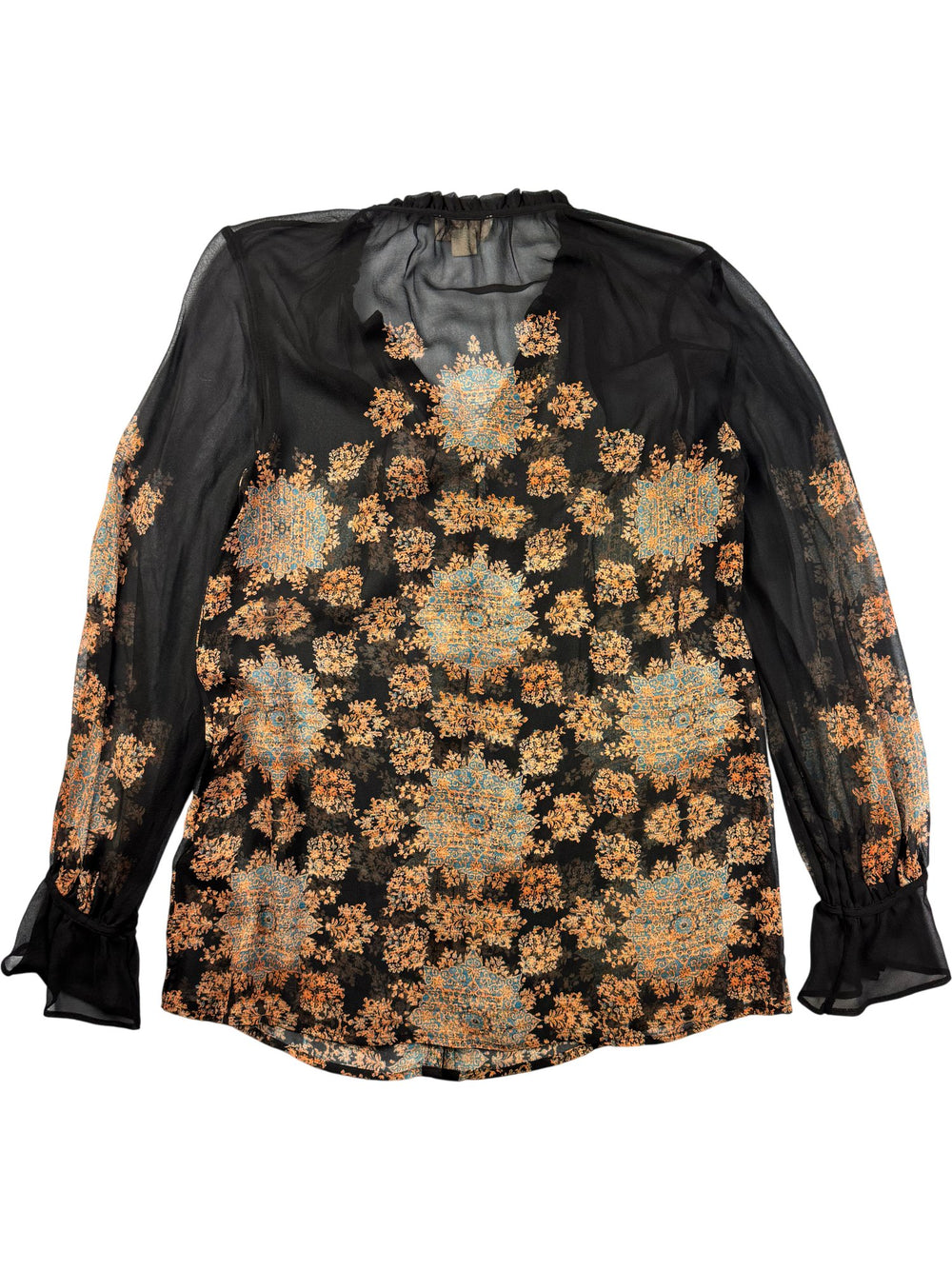 Monsoon Silk Long Sleeve Blouse - M - Think Vintage ltd