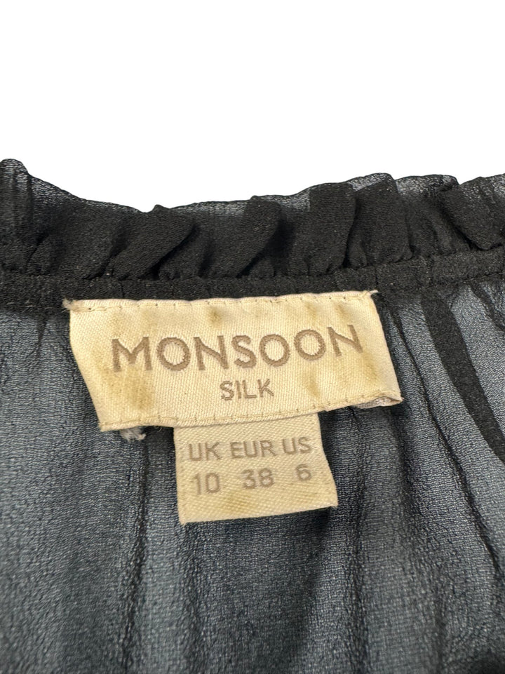 Monsoon Silk Long Sleeve Blouse - M - Think Vintage ltd