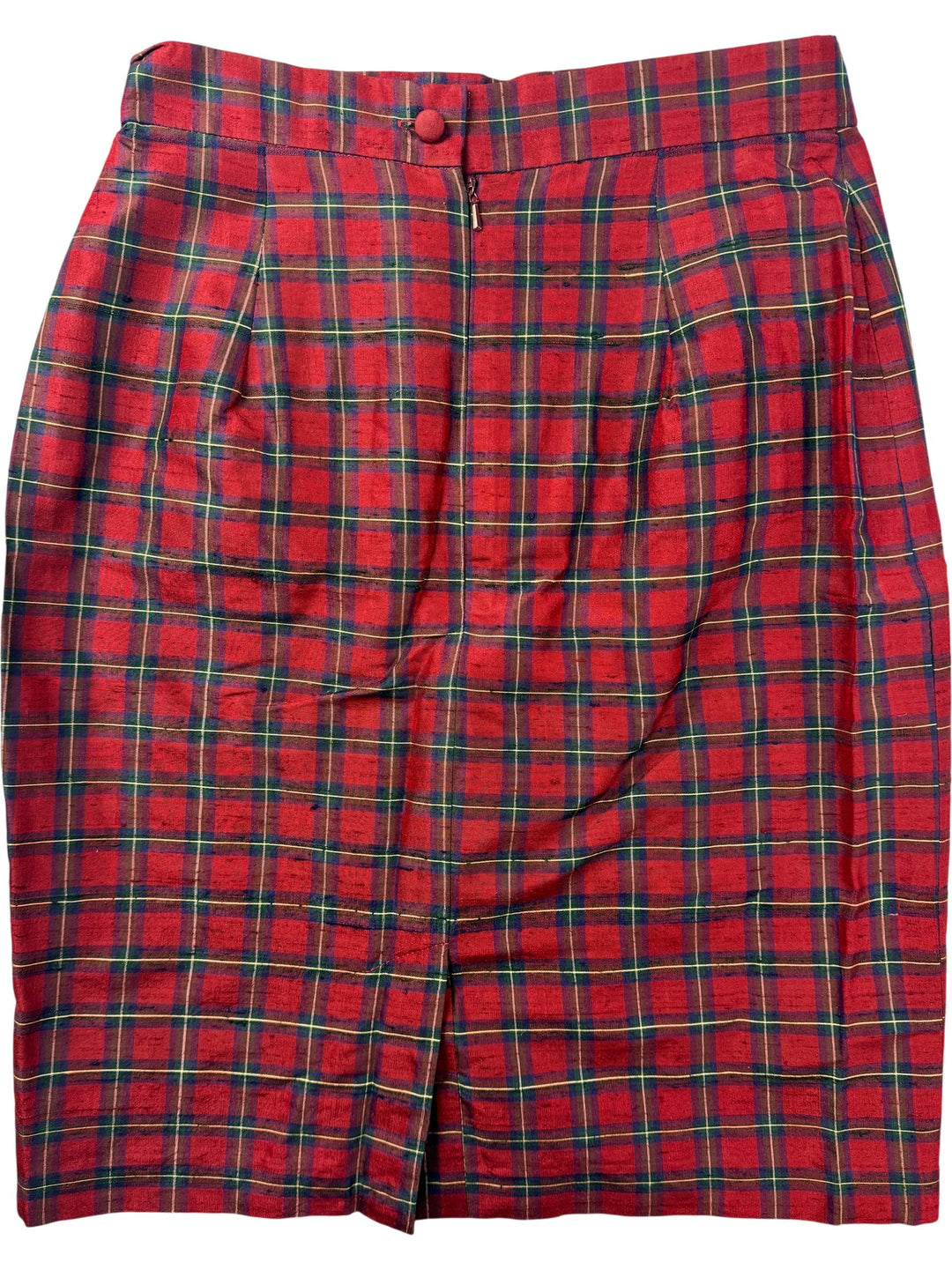 Monsoon Twilight Red Tartan Silk Suit - W27 - Think Vintage ltd