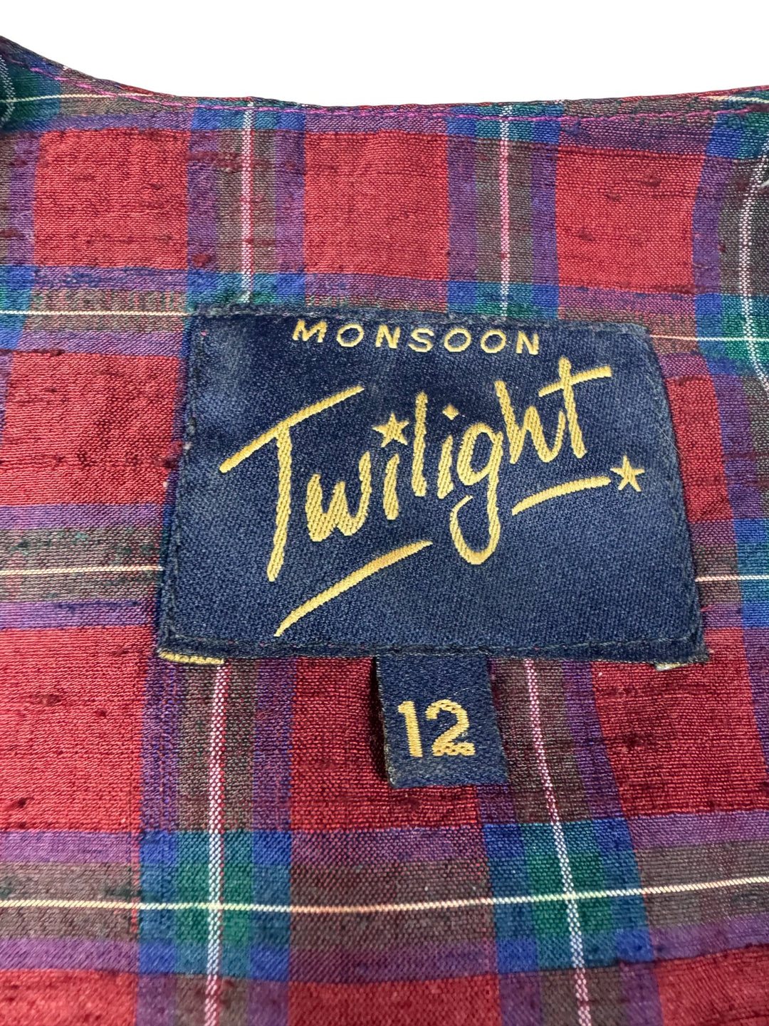 Monsoon Twilight Red Tartan Silk Suit - W27 - Think Vintage ltd