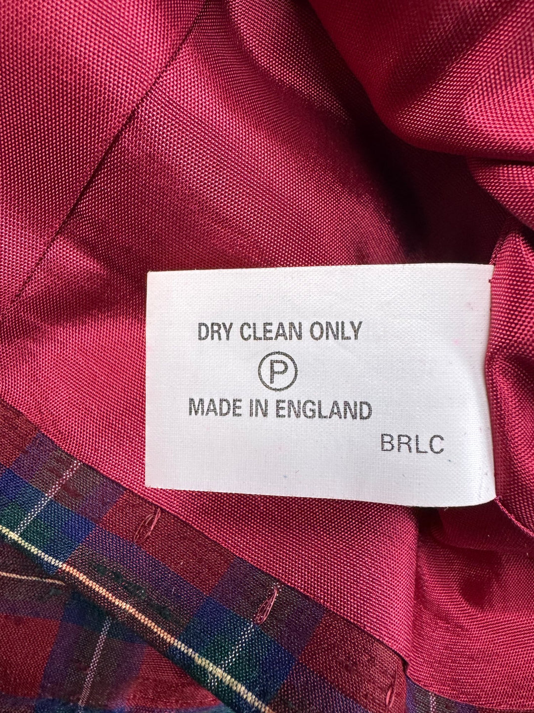 Monsoon Twilight Red Tartan Silk Suit - W27 - Think Vintage ltd