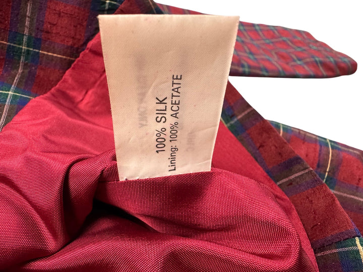 Monsoon Twilight Red Tartan Silk Suit - W27 - Think Vintage ltd