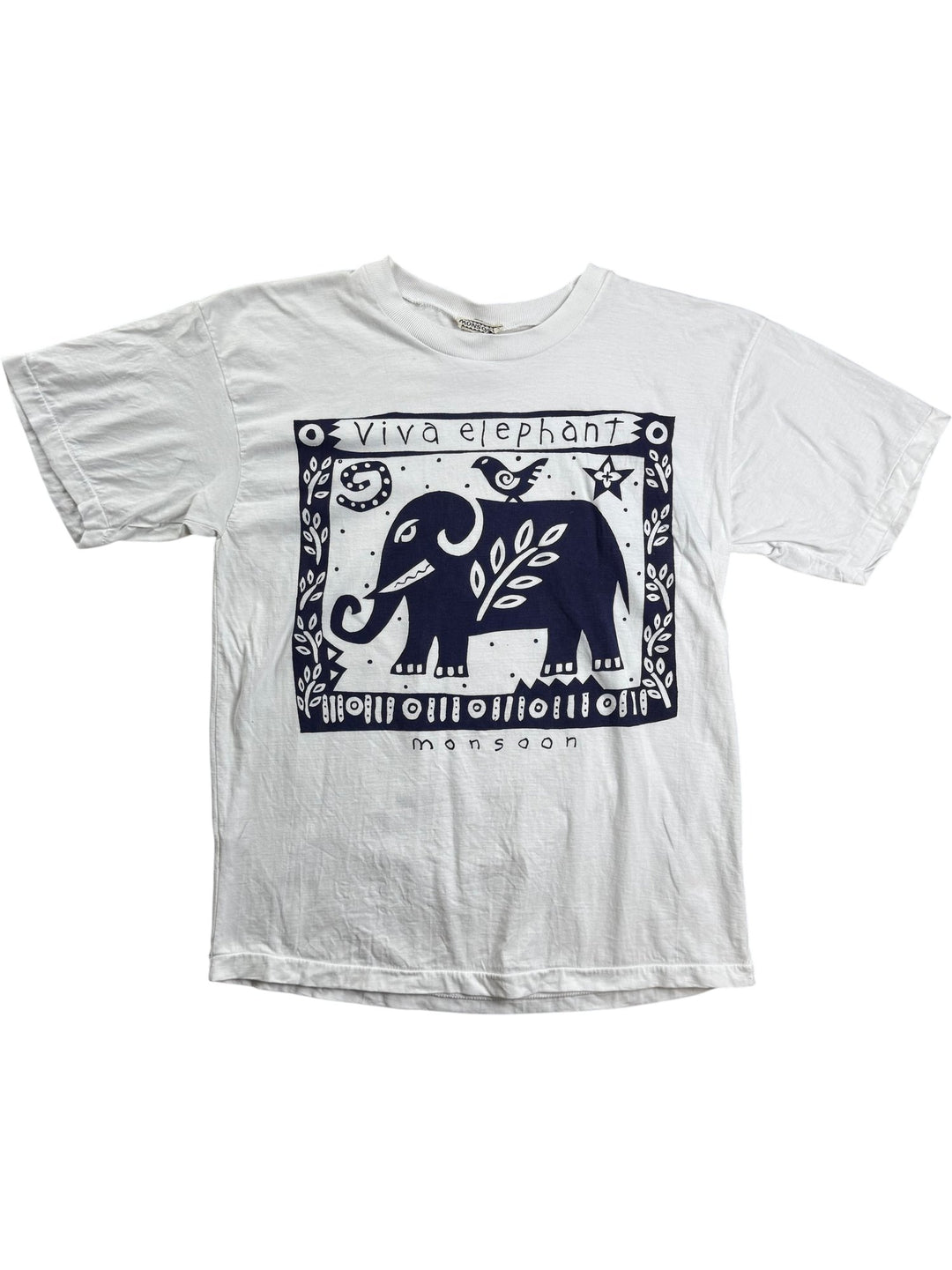 Monsoon White Elephant Graphic T-Shirt - M - Think Vintage ltd