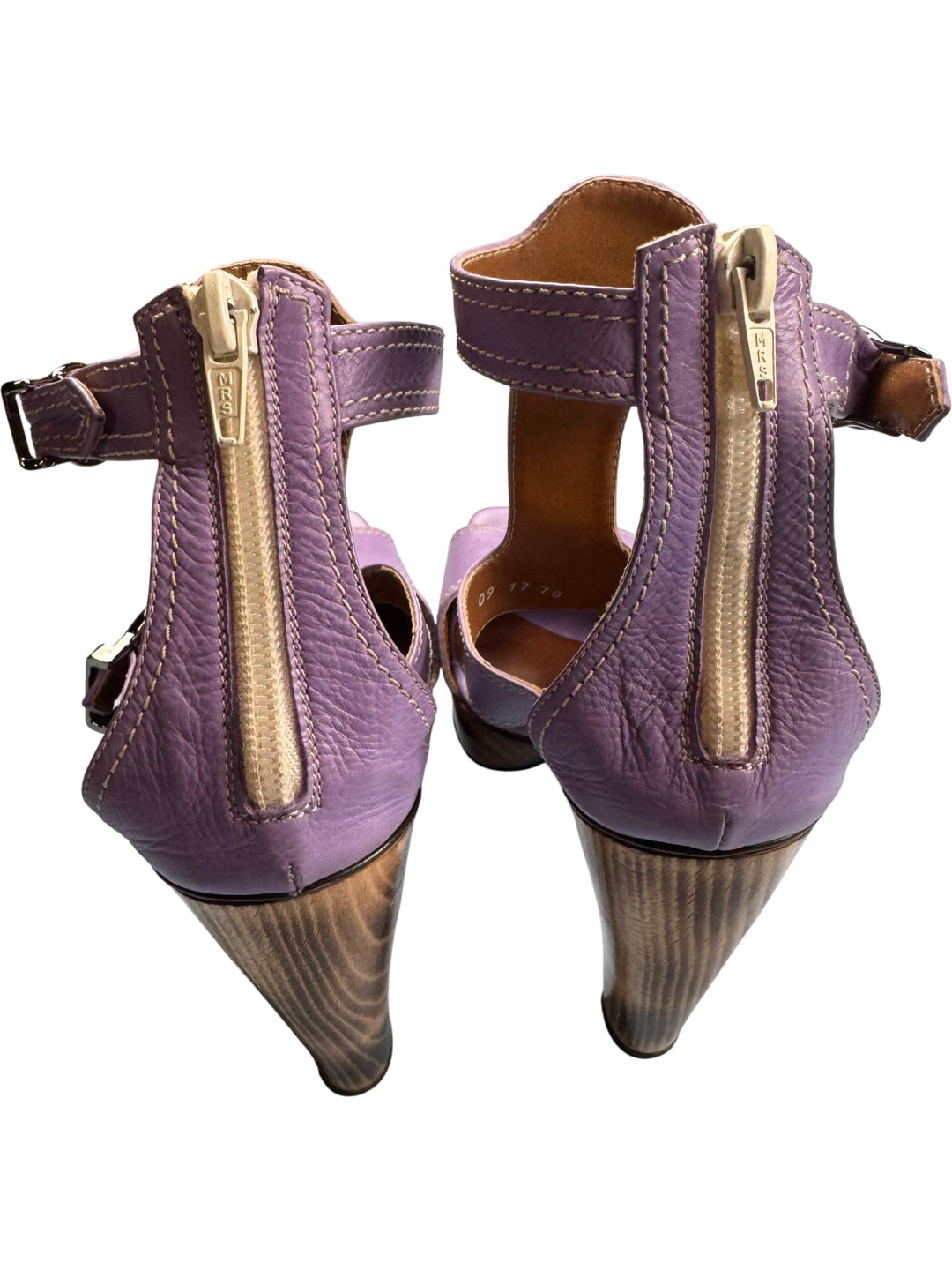 Moreschi Purple Leather High Heel Sandals - 5 - Think Vintage