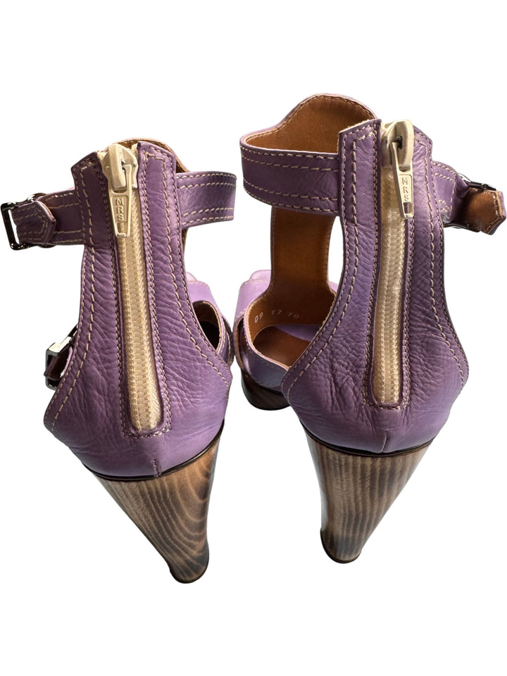 Moreschi Purple Leather High Heel Sandals - 5 - Think Vintage ltd