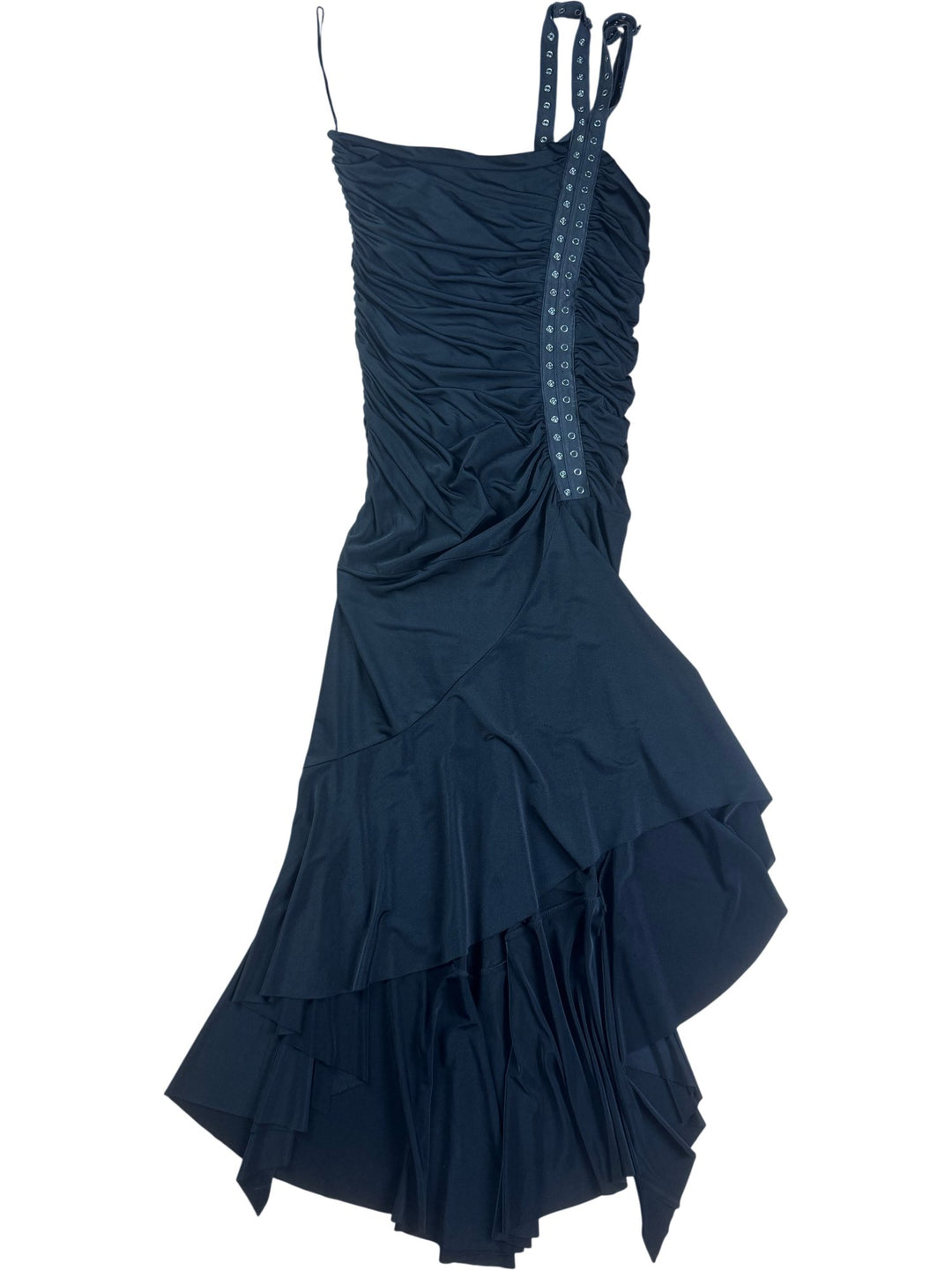 Morgan Black Ruffled Sleeveless Dress - S - Think Vintage ltd
