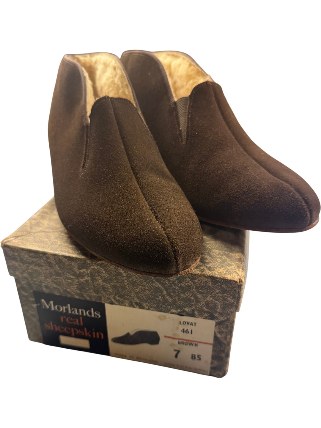 Morlands Sheepskin Brown Slippers with box - Think Vintage Online Ltd
