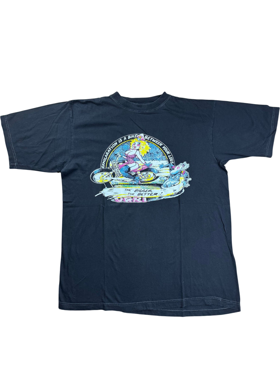 Motorcycle Graphic Black T-Shirt - L - Think Vintage ltd