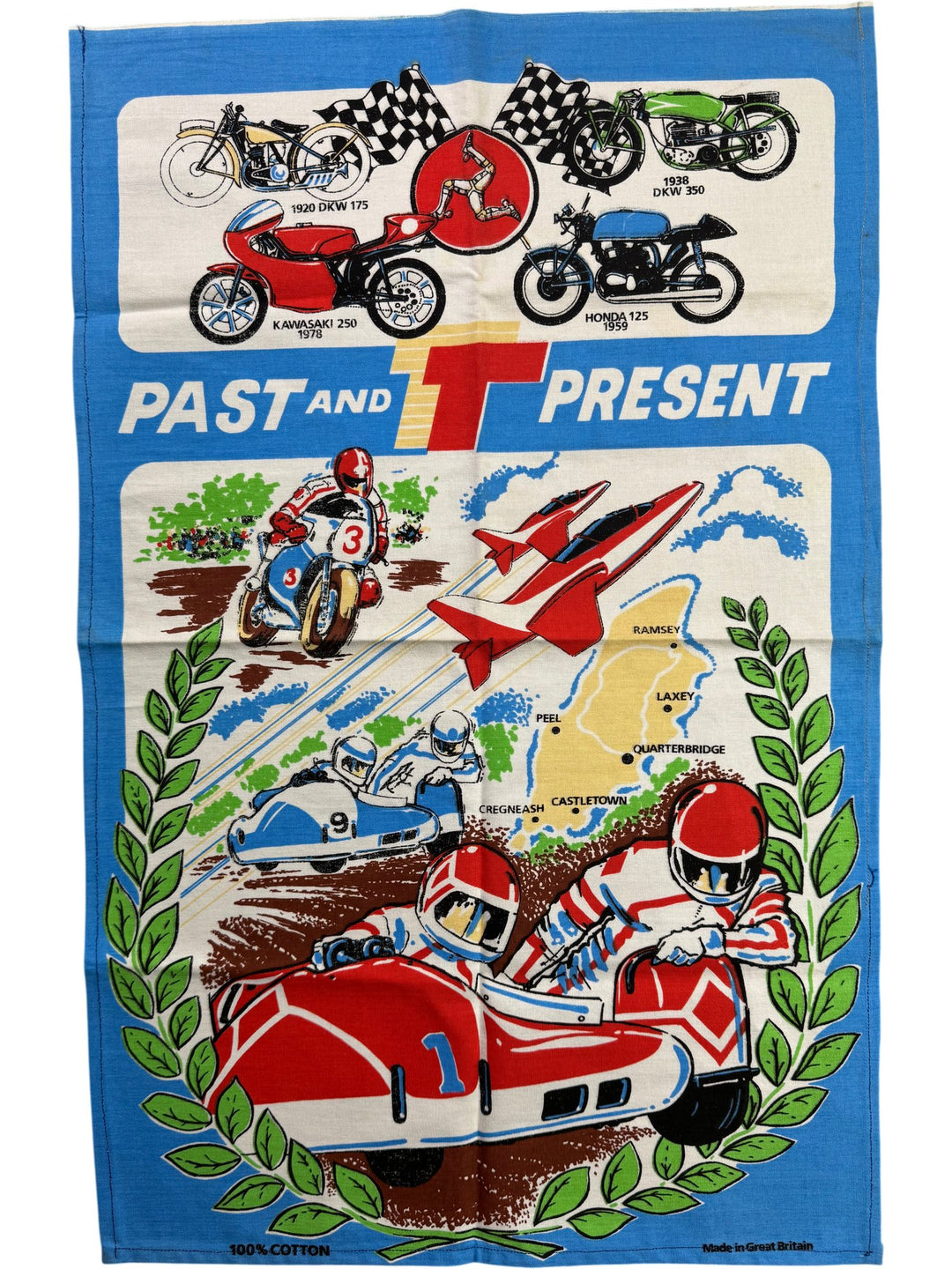 Motorcycle Racing Design Cotton Tea Towel - Think Vintage ltd