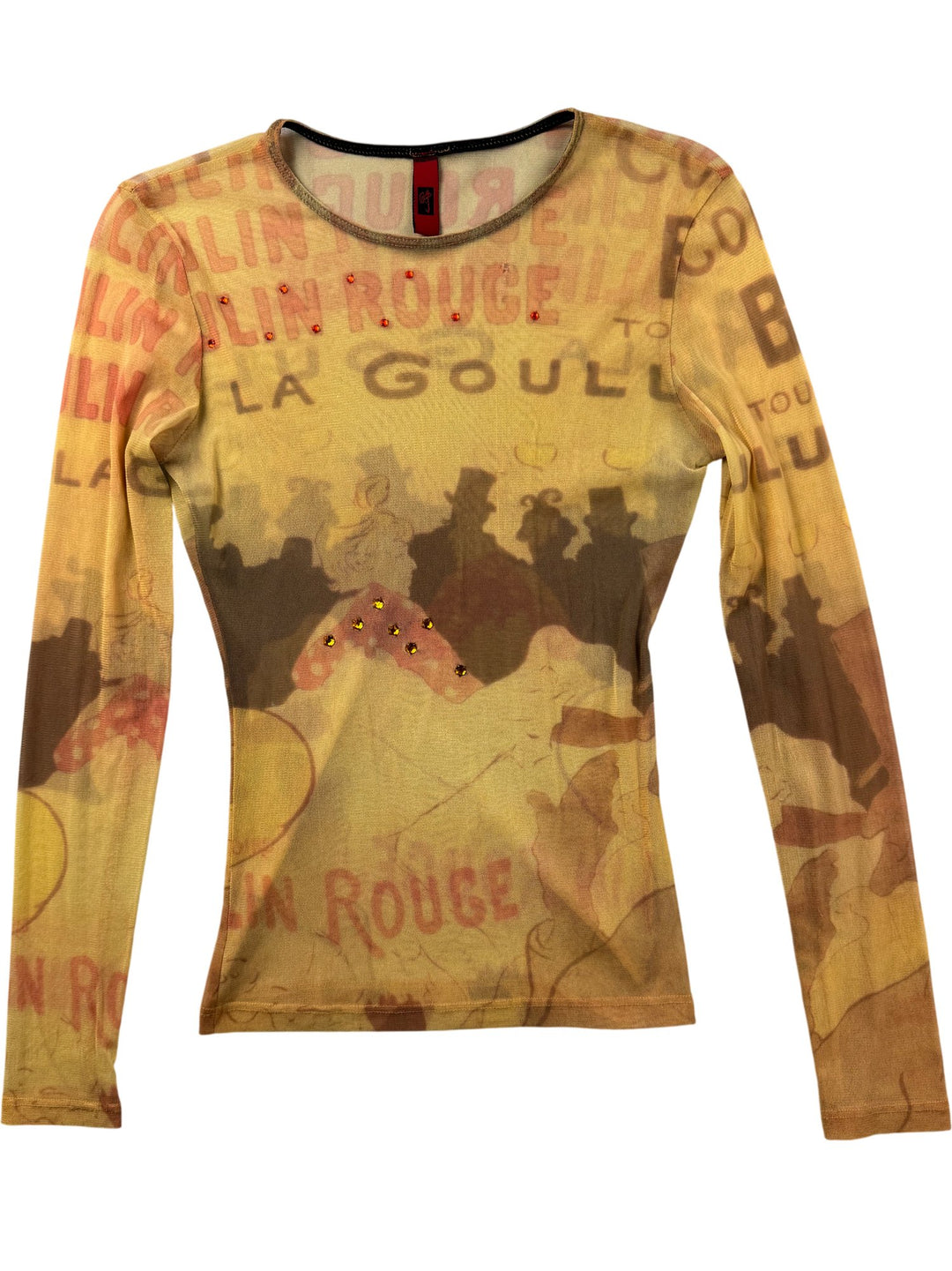 Moulin Rouge Long Sleeved Top - XS - Think Vintage ltd